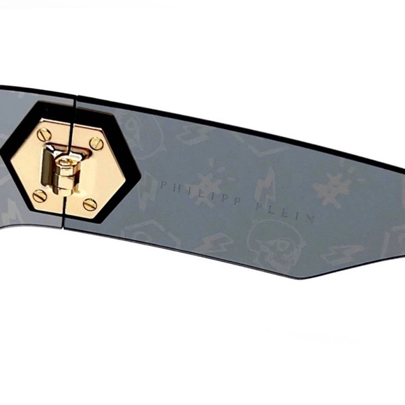 NEW PHILIPP PLEIN Sunglasses PLEIN HERO Logo Gold Monogram Mirror In BOX